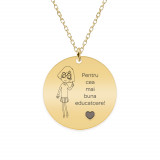 Charlotte - Colier personalizat educatoare din argint 925 placat cu aur galben 24K