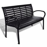 Banca gradina vidaXL, negru, 125cm, otel si WPC, 3 locuri, rezistenta intemperii, parc, scoala