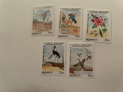 Monaco - Serie timbre pasari, fauna nestampilate MNH foto