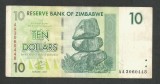 ZIMBABWE 10 DOLARI DOLLARS 2007 [30] P- 67 , F