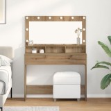 VidaXL Masă de cosmetică cu lumini LED, stejar artizanal 100x41x135 cm
