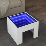 Cumpara ieftin Măsuță de cafea cu LED infinity, alb, 40x40x30 cm
