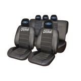 Set Huse Scaune Universale Din Piele Ecologică Si Alcantara Personalizate Cu Ford, Negre