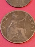 Lot 2 monede: Half (1/2) + One (1) Penny 1897 , UK , stare foarte buna [poze]. Discount conform descriere [10 - 20 %. Vezi descrierea.].