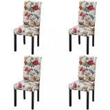 Scaune de bucătărie, 4 buc., multicolor, material textil