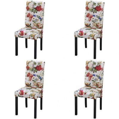 Scaune de bucătărie, 4 buc., multicolor, material textil foto