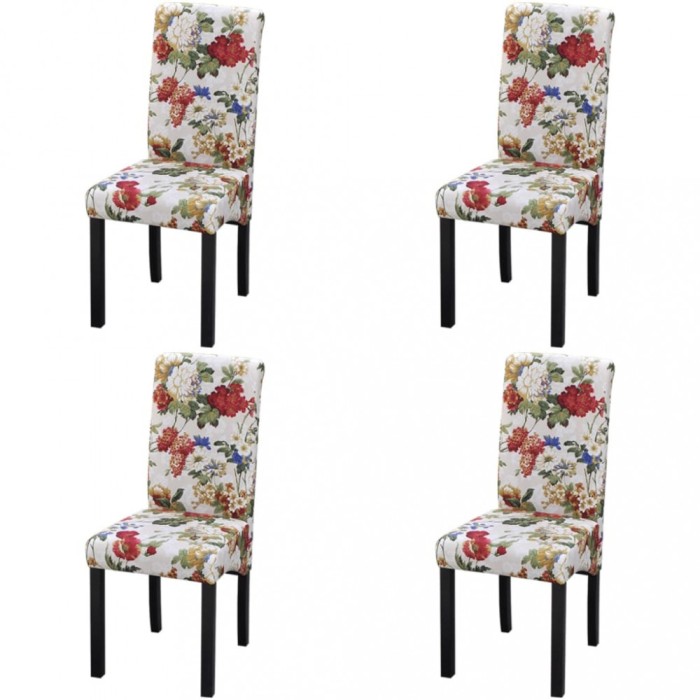 Scaune de bucătărie, 4 buc., multicolor, material textil