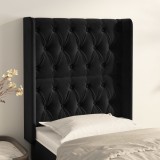 VidaXL Tăblie de pat cu aripioare, negru, 83x16x118/128 cm, catifea 3119948