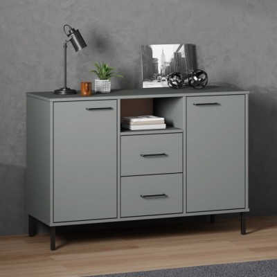 Gossi dulap cu picioare metalice &amp;bdquo;oslo&amp;rdquo; gri 113x40x77 cm lemn foto