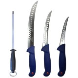 Cumpara ieftin Set cutite profesionale de macelarie, transat, dezosat, filetat, 3 cutite, masat pentru ascutit, otel carbon