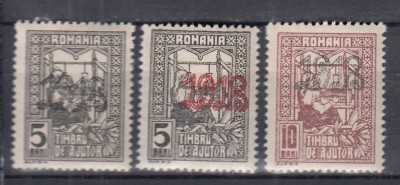 ROMANIA 1918 EMISIUNEA 1916 CU SUPRATIPAR 1918 ROSU SI NEGRU GUMA ORIGINALA SARNIERA foto