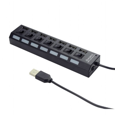 HUB extern GEMBIRD, porturi USB: USB 2.0 x 7, conectare prin USB 2.0, alimentare retea 220 V, cablu 0.5 m, negru, &amp;quot;UHB-U2P7-03&amp;quot; (include TV 0.8lei) foto