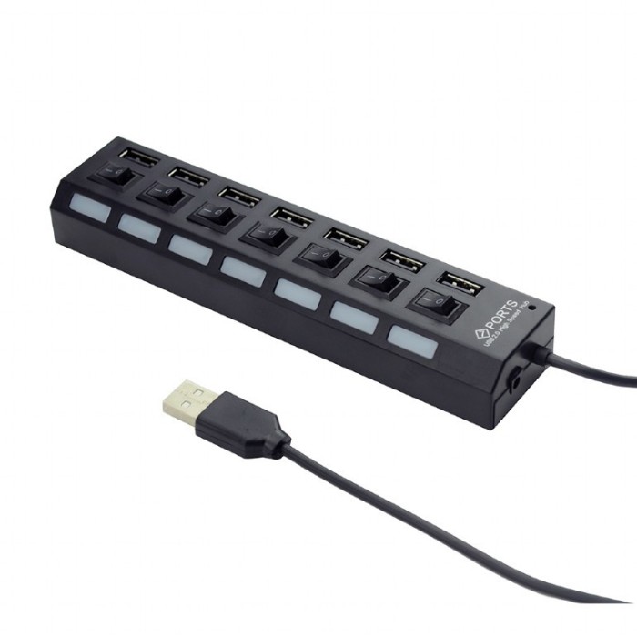 HUB extern GEMBIRD, porturi USB: USB 2.0 x 7, conectare prin USB 2.0, alimentare retea 220 V, cablu 0.5 m, negru, &quot;UHB-U2P7-03&quot; (include TV 0.8lei)