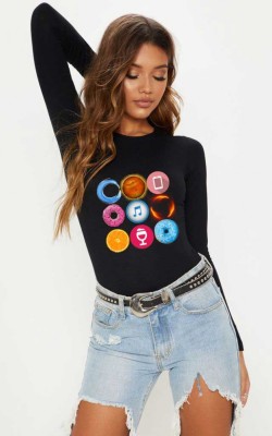 Bluza dama neagra - Circle - XL foto