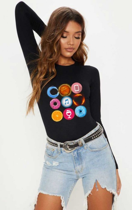 Bluza dama neagra - Circle - XL