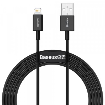 Cablu Date si Incarcare USB-A - Lightning Baseus Superior Series, 20W, 2m, Negru CALYS-C01 foto