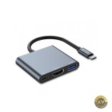 Hub USB-C Tech-Protect V1 USB-A 3.0 - 1 x USB-C - 1 x HDMI Gri