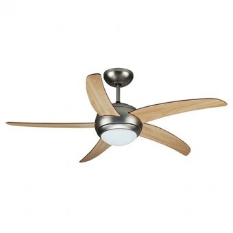 VENTILATOR TAVAN 60W CU ILUMINAT - ARGINTIU/LEMN foto
