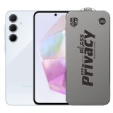 Folie de Protectie pentru Samsung Galaxy A35, TEO, Sticla Securizata ESD Antistatica, Super-X Privacy OG, Margini Negre, 0.30 mm, Transparent Inchis