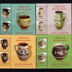 RO 2008 ,LP 1797 ,"Ceramica - Oale si cani (III) ",serie pereche+manseta,MNH