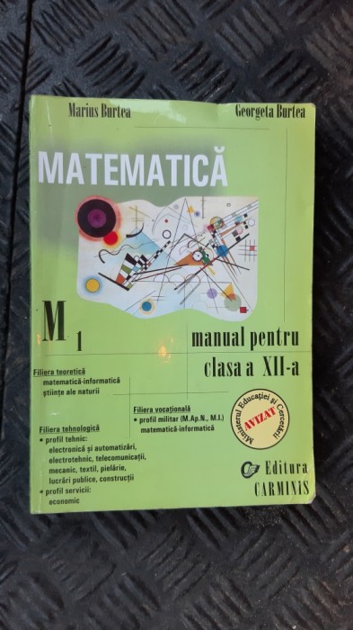 MATEMATICA CLASA A XII A TEORETICA TEHNOLOGICA VOCATIONALA , BURTEA