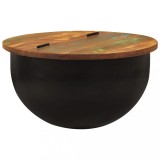 VidaXL Măsuță de cafea, negru, 50x27 cm, lemn masiv reciclat