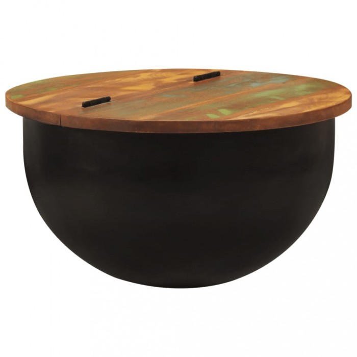 vidaXL Măsuță de cafea, negru, 50x27 cm, lemn masiv reciclat 351755
