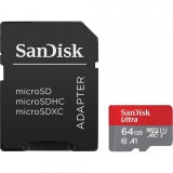 Card Memorie microSDXC SanDisk Ultra Android A1, 64Gb, Clasa 10 / UHS-1 U1, Cu Adaptor SDSQUAB-064G-GN6MA