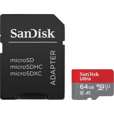 Card Memorie microSDXC SanDisk Ultra Android A1, 64Gb, Clasa 10 / UHS-1 U1, Cu Adaptor SDSQUAB-064G-GN6MA