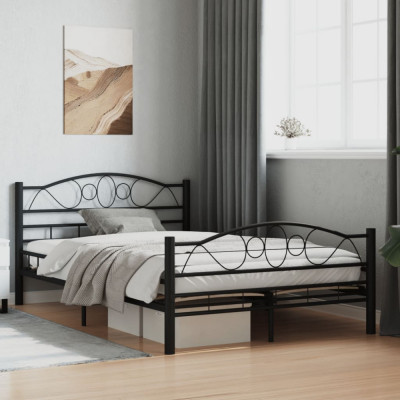 vidaXL Cadru de pat, negru, 120 x 200 cm, oțel foto