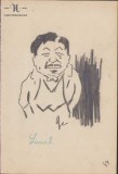 157S Caricatura Pierre Laval, anii 1930, Geo Dumitrescu, semnată