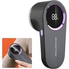 Aparat de scame portabil, cu afisaj digital LED, 2 lame, capacitate colectare 0.01l, alimenare cu baterii, gri antracit