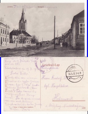 Codlea, Zeiden ( Brasov) -Piata-cenzura militara WWI, WK1- rara foto