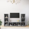 VidaXL Dulapuri TV, 3 buc gri beton, 107x35x37 cm, lemn prelucrat