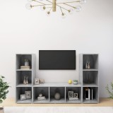 vidaXL Dulapuri TV, 3 buc gri beton, 107x35x37 cm, lemn prelucrat