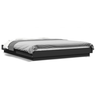 Gossi cadru de pat cu lumini led, negru, 160x200 cm, lemn prelucrat foto