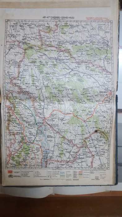 Harta Chișinău, Orhei, Huși, Călărași-T&acirc;rg, Valea Mare, Măgurele, 1928