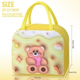 Geanta Frigorifica, cu Desene Animate 3D, Portabila pentru Copii, de Pranz, din Panza Oxford, 23x13x19 cm, Model Ursulet, Galben