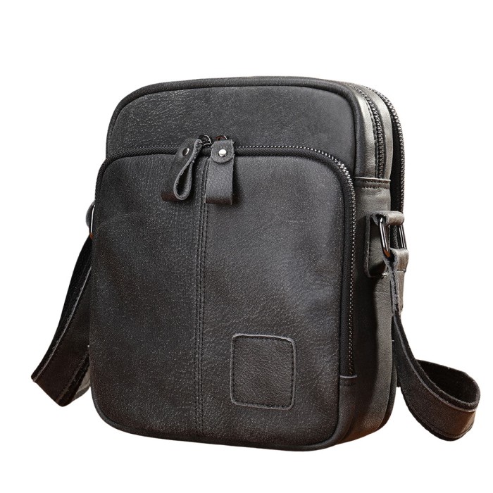 Geanta piele, BUSY LDY&amp;GTM&reg; Willow, piele naturala, compartimente multiple, de umar, neagra