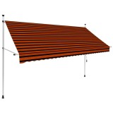 Cumpara ieftin Copertina retractabila manual, portocaliu si maro, 300 cm
