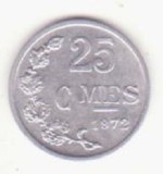 Luxemburg 25 centimes 1972, ultimul an de batere.