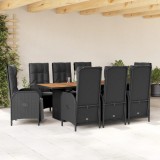 Gossi set mobilier de gradina cu perne, 9 piese, negru, poliratan