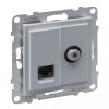 Priza TV de capat tip F + RJ45 UTP CAT6 Legrand Suno aluminiu 721362