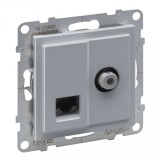 Cumpara ieftin Priza TV de capat tip F + RJ45 UTP CAT6 Legrand Suno aluminiu 721362