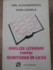 ANALIZE LITERARE PENTRU ADMITEREA IN LICEU-AMIL ALEXANDRESCU, DANA GAVRILA foto