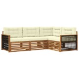 vidaXL Set de canapele de exterior cu pernă 4 pcs Natural și Crem 3383293