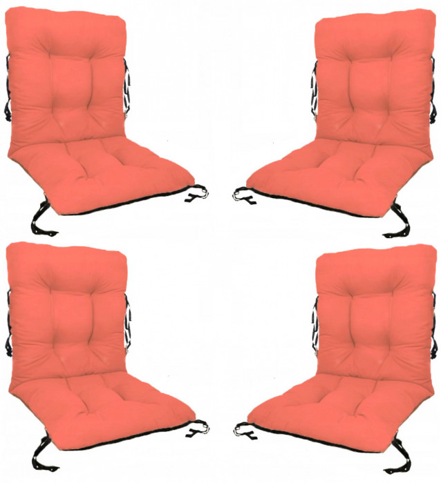 Set 4 Perne sezut/spatar pentru scaun de gradina sau balansoar, 50x50x55 cm, culoare orange