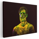 Tablou barbat in pudra fluorescenta si lumina neon Tablou canvas pe panza CU RAMA 50x70 cm