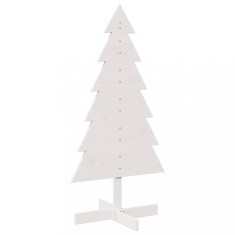 Brad de Craciun decorativ, alb, 120 cm, lemn de pin masiv foto