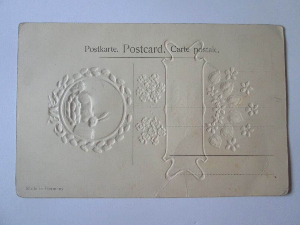 Carte postala in relief limba franceza:Paste Fericit,made in Germany cca  1910, Necirculata, Printata, Franta | Okazii.ro